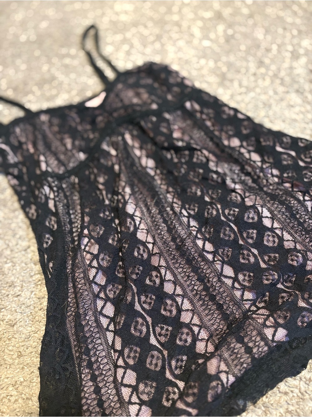 Wet Seal Black Lace Chemise with Nude Slip